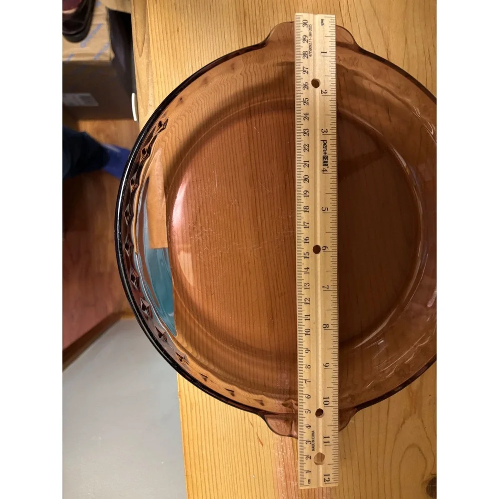 Vintage Amber Glass Pie‎ Plate Corning Ware Oven Microwave Safe
